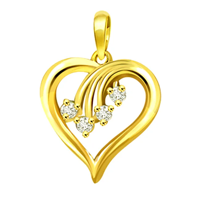 Sparkling Joy - Real Diamond & 18kt Yellow Gold Pendant (P1372)