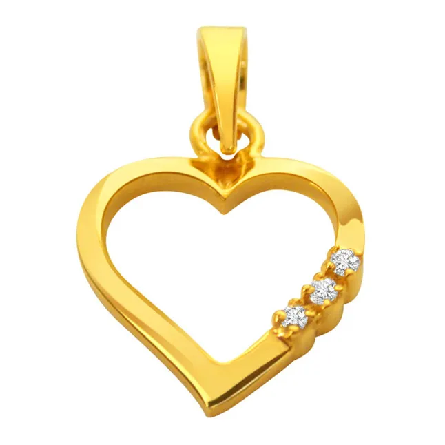 Have a Heart - Real Diamond & 18kt Yellow Gold Pendant (P144)