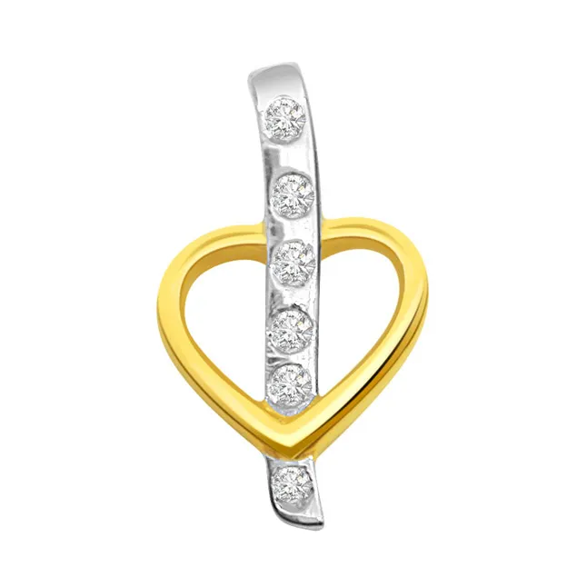 Dual Plated Real Diamond & Gold Heart Pendant (P157)