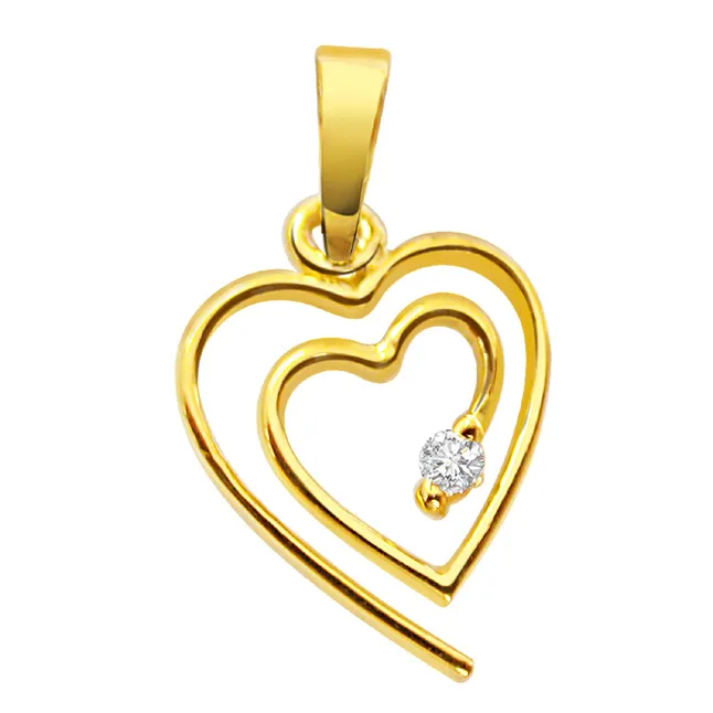 Very Chic Look Real Diamond Heart Pendant (P17)