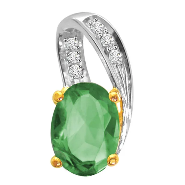 Green is in - Real Diamond & Emerald Pendant (P172)