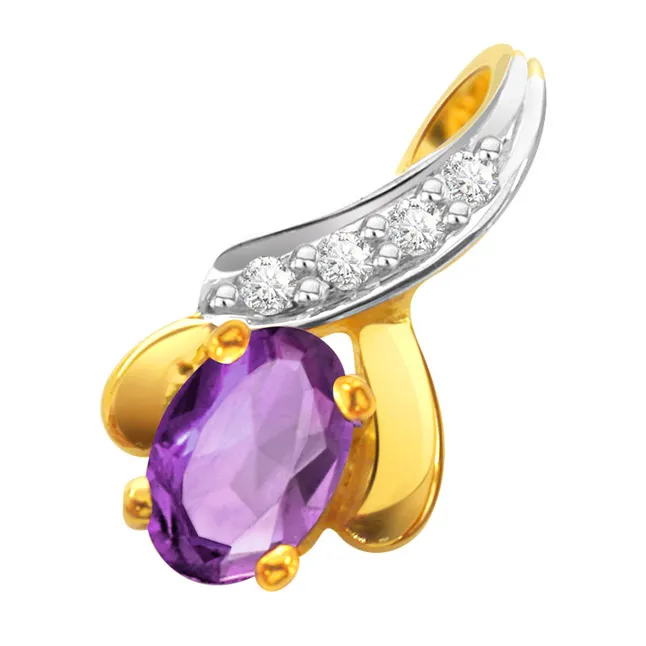 Chic Chica - Real Diamond & Amethyst Pendant (P174)