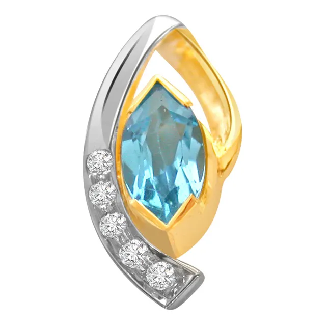 Chic n Classy - Real Diamond & Blue Topaz Pendant (P175)