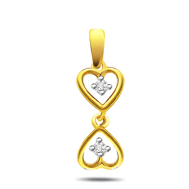 Hanging Happy Hearts - Real Diamond Pendant (P185)