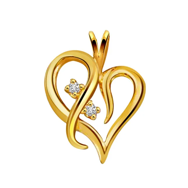 Twirly Hearts -diamond Pendants p195| Surat Diamond Jewelry