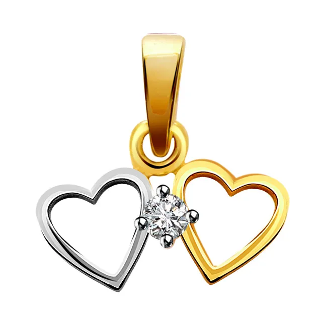 Heart of Silver - Real Diamond Two Tone Pendant (P196)