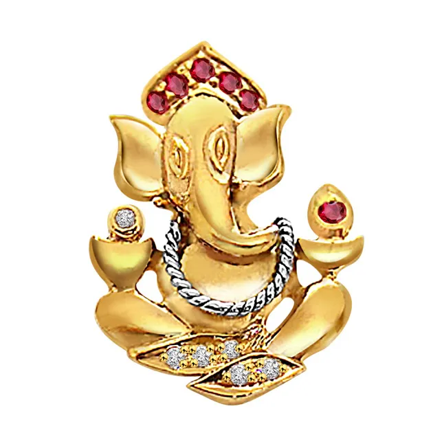 Graceful Ganesha - Real Diamond Religious Pendant (P206)