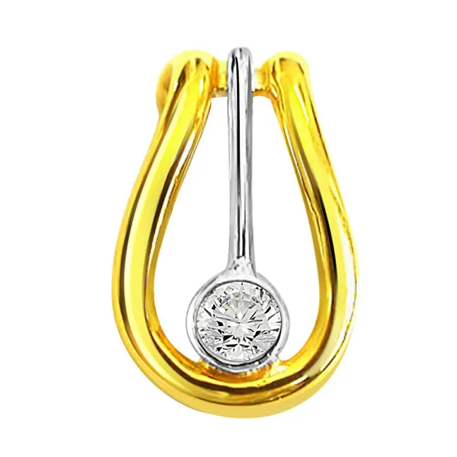 Insatiable Love - Real Diamond Two Tone Solitaire Pendant (P23)