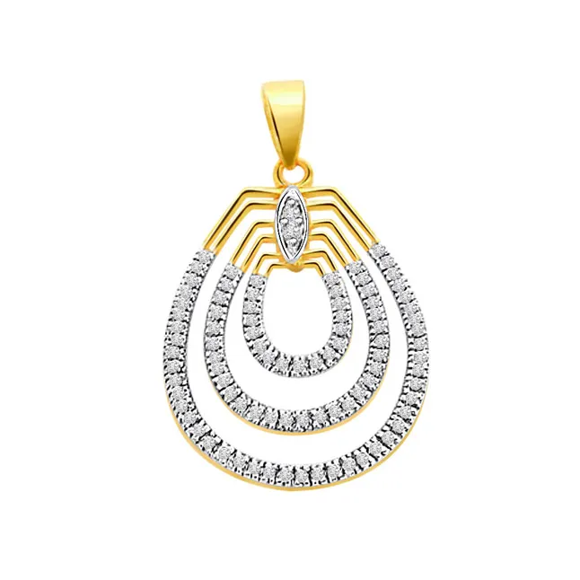 Twisty Curve 1.28cts Real Two Tone Diamond Pendant (P234)