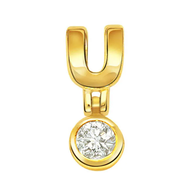 Golden Lava Volcano Real Diamond Solitaire Pendant (P249)