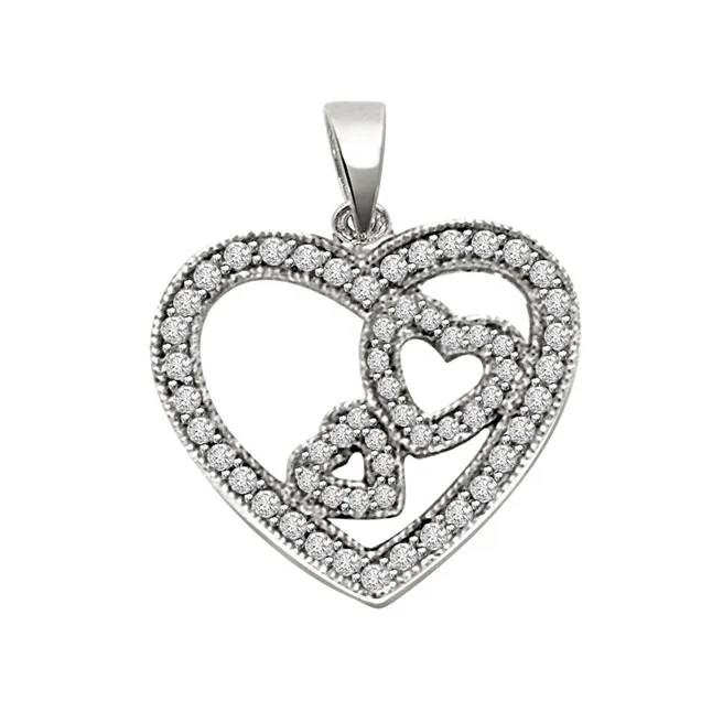 Queen Of Heart - Real Diamond Heart Shaped Pendant (P266)