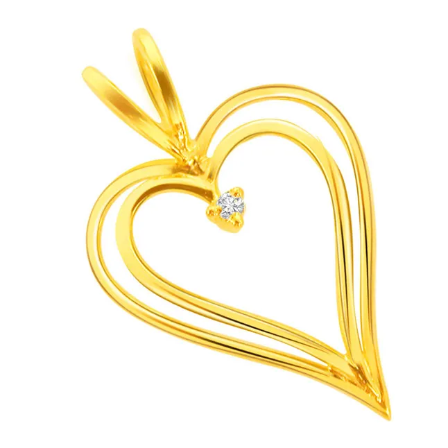 Hazel Eyes - Real Diamond Heart Shaped Solitaire Pendant (P27)