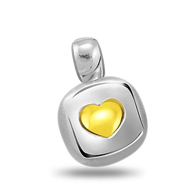 Love on Square Heart Shape Gold Pendant (P272)
