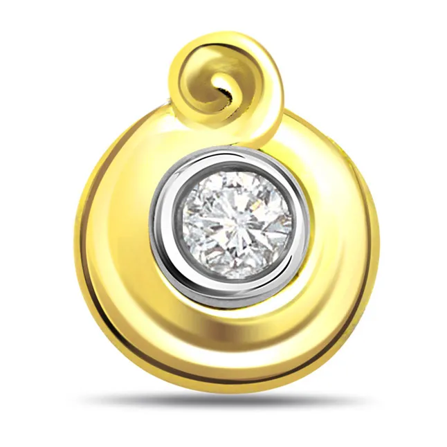 Golden Pride 0.10cts Real Diamond Two Tone Solitaire Pendant (P312)