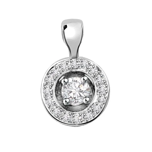 Silver Chakra 0.41cts Real Diamond White Gold Pendant (P315)