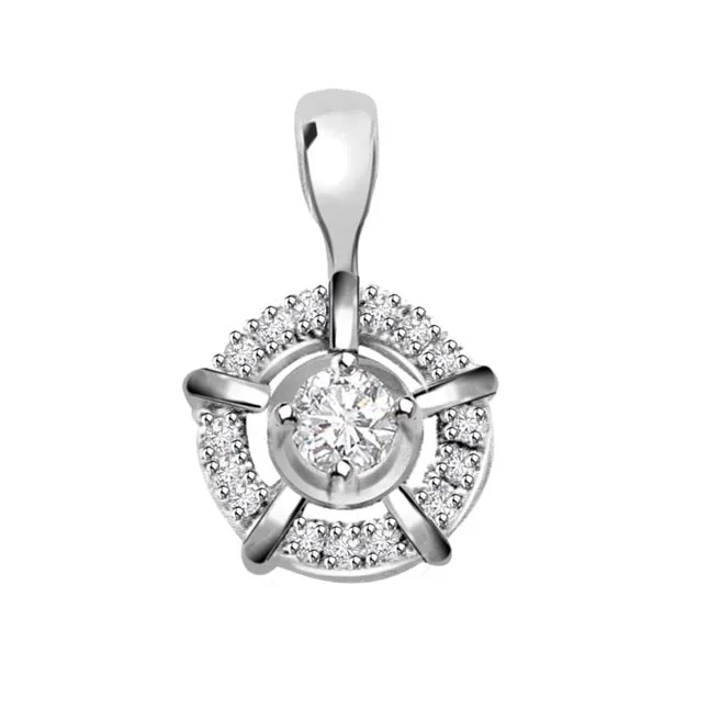 Bouquet of Whiteberry 0.20cts Real Diamond White Gold Pendant (P316)