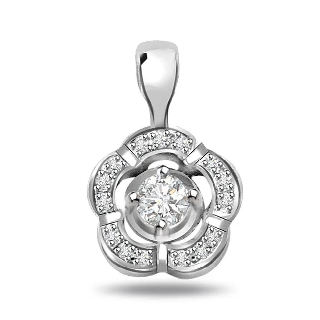 Gleaming Whiteberry 0.21cts Real Diamond  White Gold Pendant (P317)