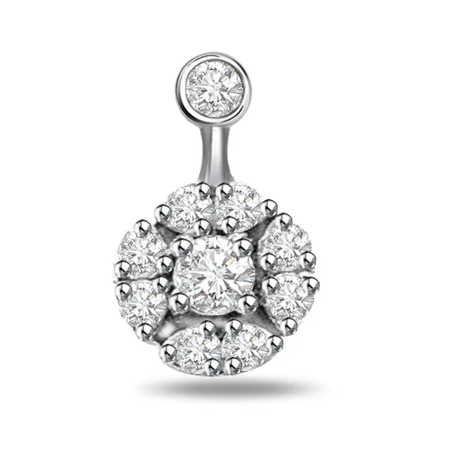 Nector of Flower 0.21cts Real Diamond White Gold Pendant (P321)