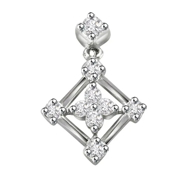 Impassioned Flower 0.27cts Real Diamond White Gold Pendant (P323)