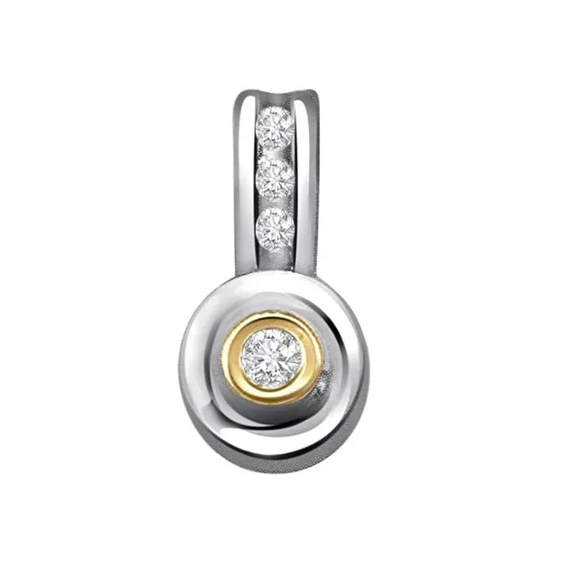 Sparkling Drop 0.16cts Real Diamond Two Tone Pendant (P324)