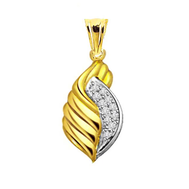 Sun n Moon Together 0.10cts Real Diamond Shell Pendant (P335)