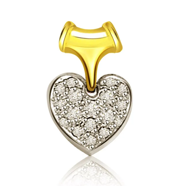 Fusion of Love 0.32cts Real Diamond Two Tone Heart Pendant (P338)