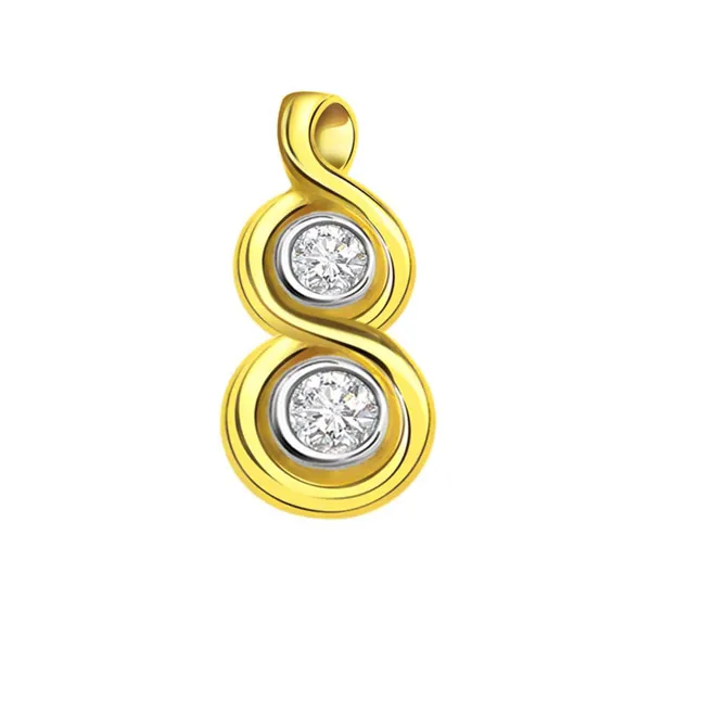 Double Drops 0.16cts Real Diamond Pendant (P342)