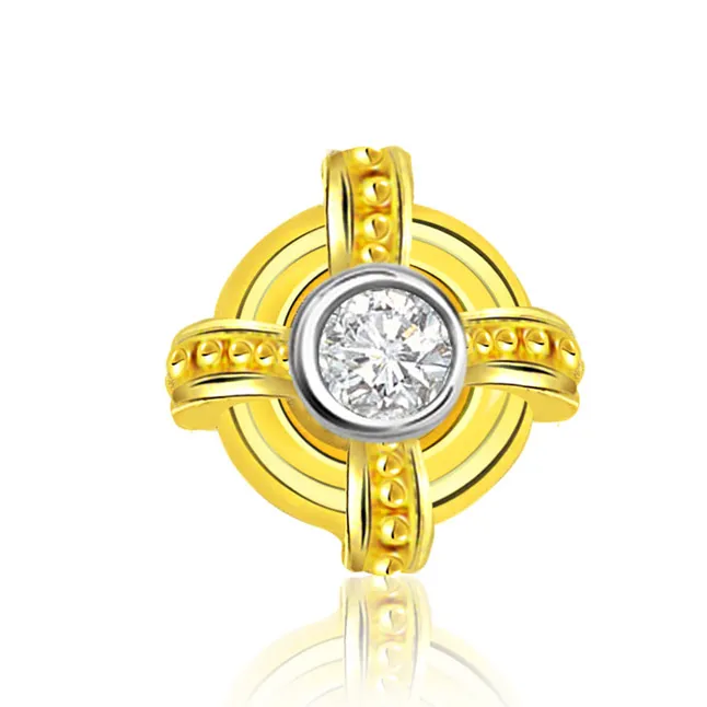 Golden Wheel Brilliant Real Diamond Solitaire Pendant (P343)