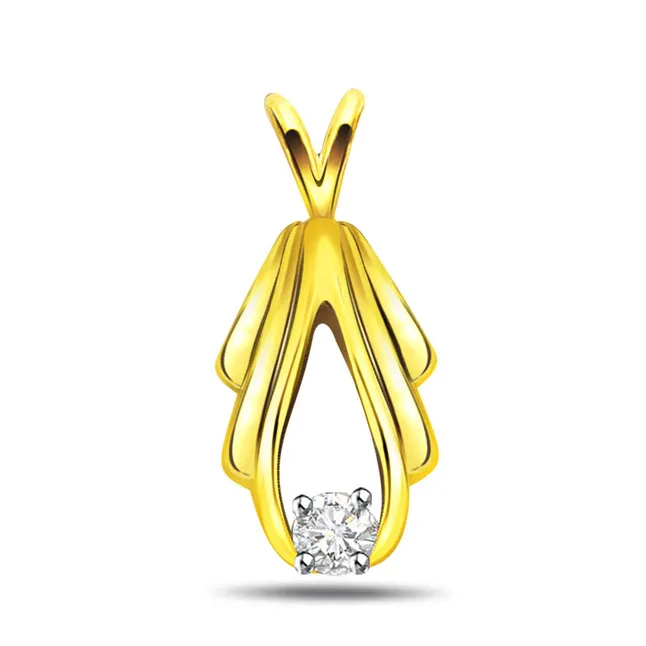 Golden Sparks 0.07cts Real Diamond Solitaire Pendant (P354)