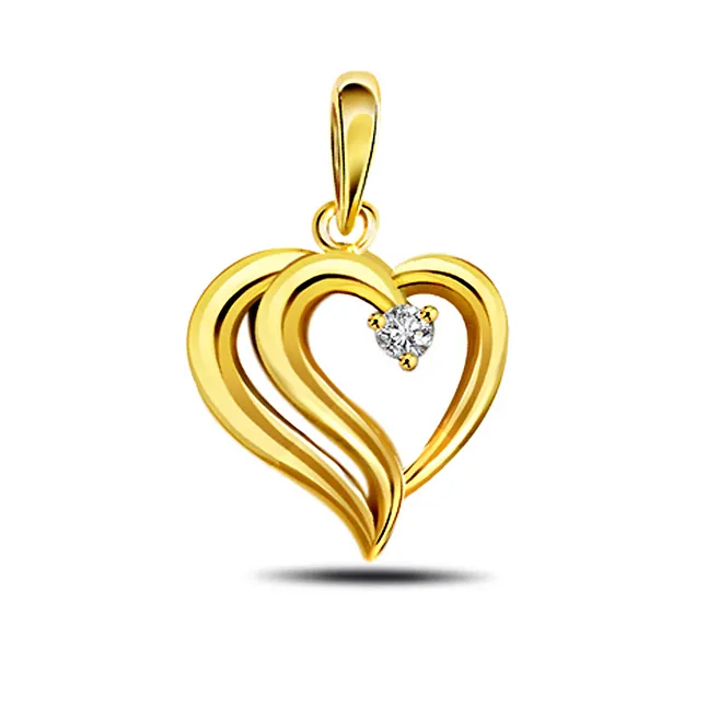 Hearty Delight - Real Diamond Heart Shaped Solitaire Pendant (P356)