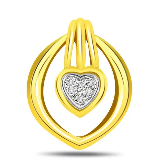 Glazing Flame 0.04cts Real Diamond Heart Designer Pendant (P358)