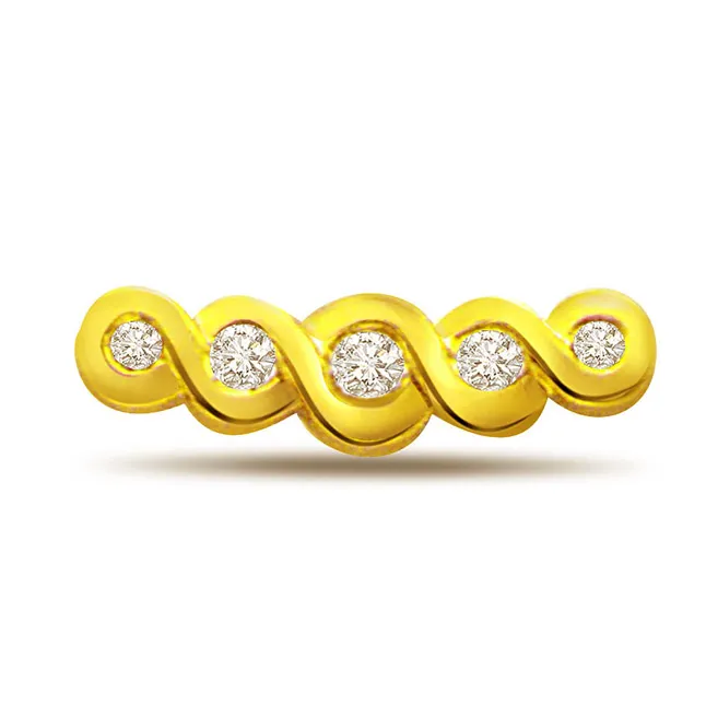 Spiral Golden Beauty 0.14cts Real Diamond Pendant (P371)