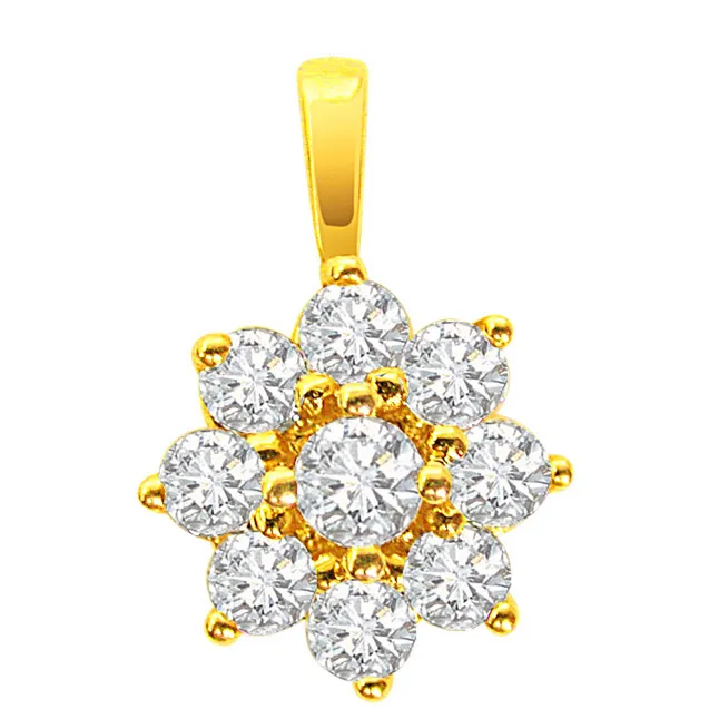 Cutest Thing - Real Diamond Flower Shaped Pendant (P3845)