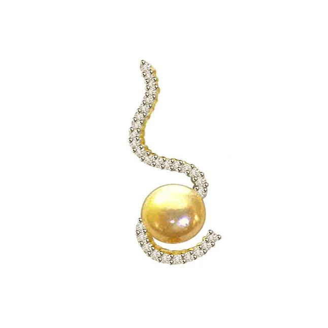 0.42cts Dazzling Real Diamond & Pearl Pendant (P431)