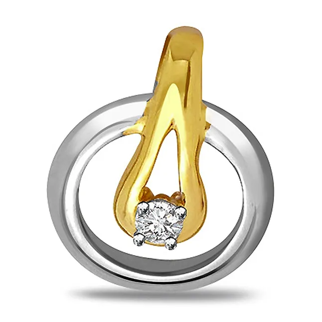 A Loving Touch - Real Diamond Two Tone Solitaire Pendant (P441)