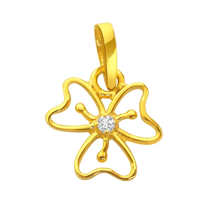 You Are my World - Real Diamond Flower Shaped Pendant (P45)