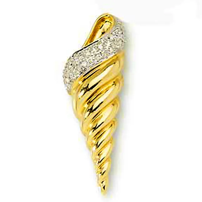 Ice-Cream Cone 0.06cts Real Diamond Pendant (P465)