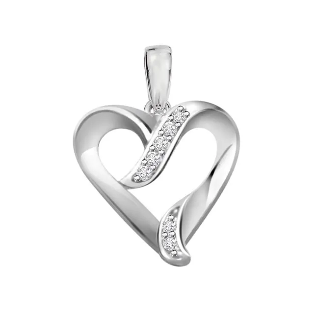 Heartbeat 0.07cts Real Diamond White Gold Pendant (P467)