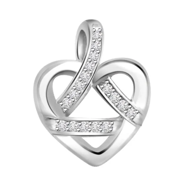 Hearty Secrets 0.09cts Real Diamond White Gold Pendant (P468)