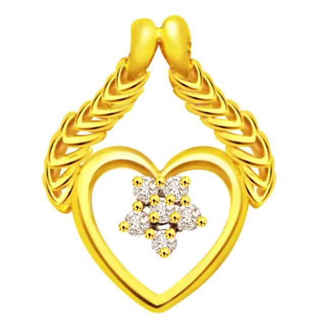 A Heart to Flatter 0.06cts Real Diamond Yellow Gold Pendant (P470)