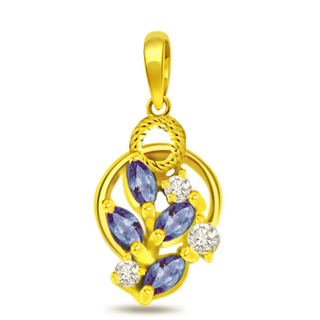 Magical Mantra 0.06cts Real Diamond & Sapphire Pendant (P480)