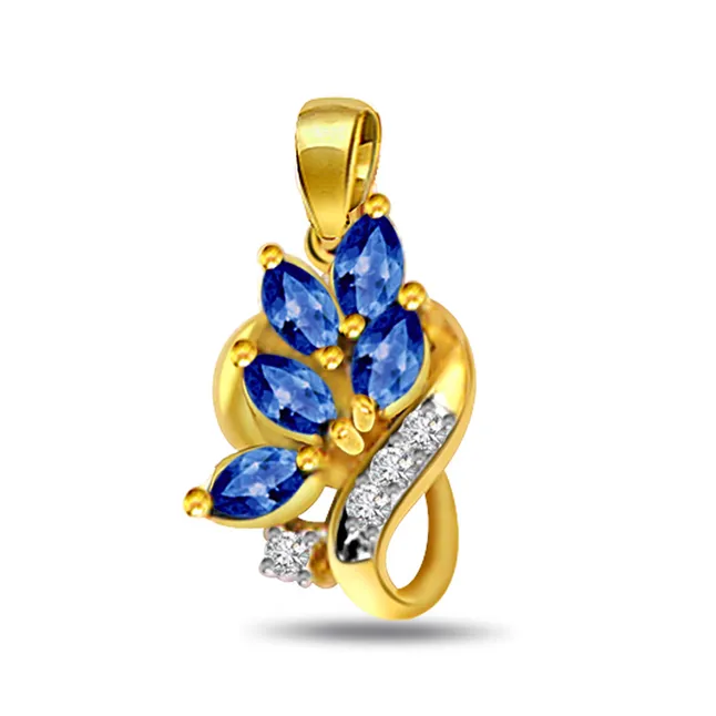 Queen of Love - Real Diamond & Sapphire Pendant (P483)