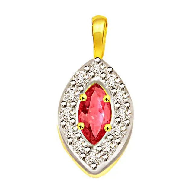 Sparkly Real Ruby & Diamond Pendant (P499)