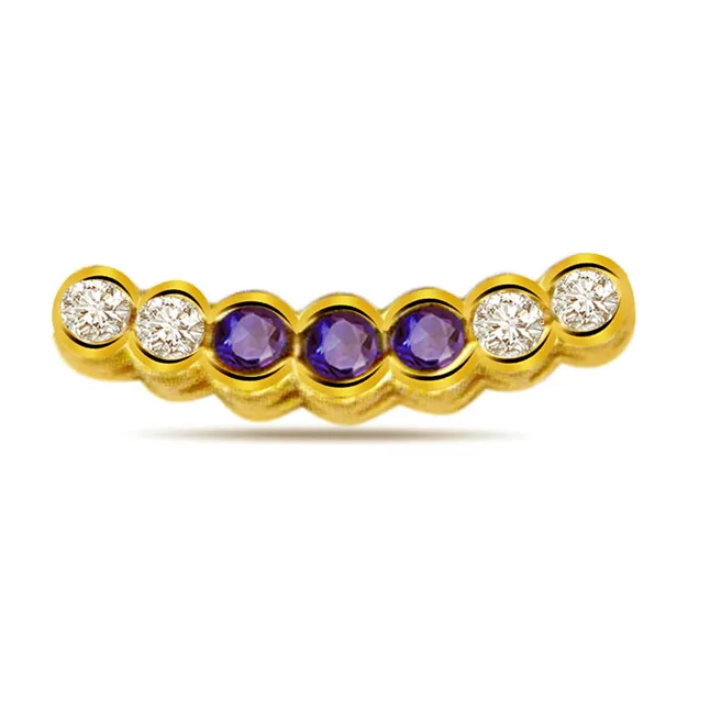 Sapphire Desire - 0.08cts Real Diamond & Sapphire Gold Pendant (P506)