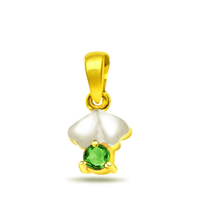 0.15cts Trendy Real Emerald Gold Pendant (P510)
