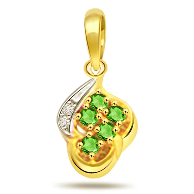 Classic Real Diamond & Emerald Pendant (P513)