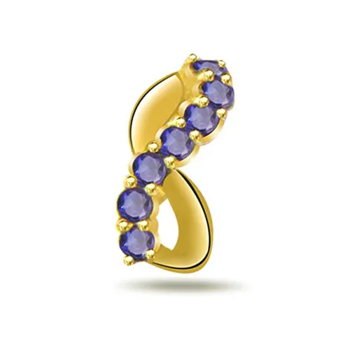 Twirl of Blue - 0.21cts Real Blue Sapphire Gold Pendant (P519.)