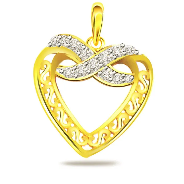 It's My Heart - 0.10cts Real Diamond Heart Shape Gold Pendant (P540)