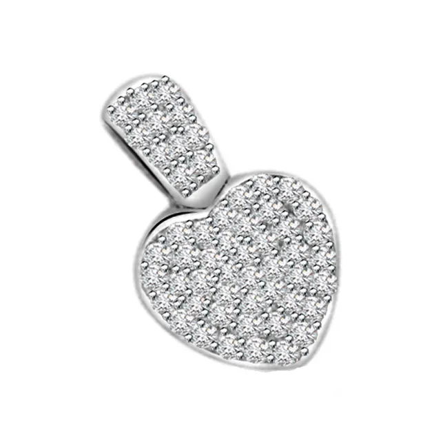 Heart Glitter - 0.50cts Real Diamond Heart Shape 14kt White Gold Pendant (P548)