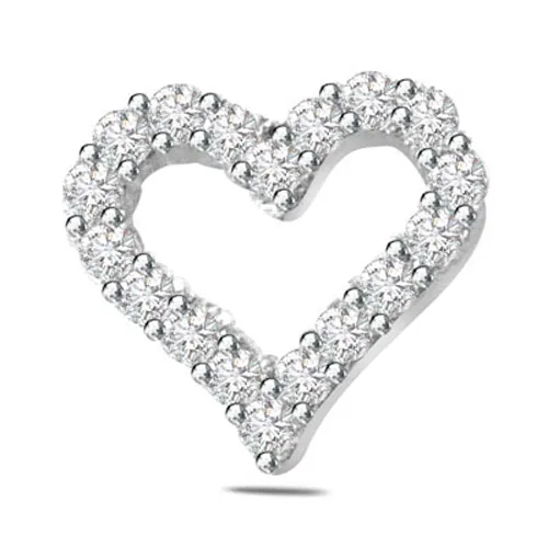 0.40cts Real Diamond Heart Shape 14kt White Gold Pendant (P552)